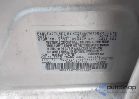 2017 Nissan Sentra S from USA, damaged, VIN 3N1AB7AP7HY227287